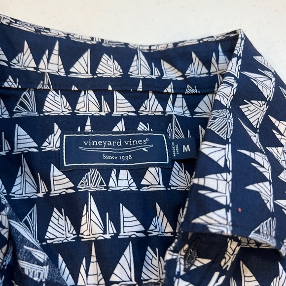 Vineyard Vines Mens Button Down Short Sleeve Boat Parade Nautical Navy - Blue NW - Picture 4 of 6